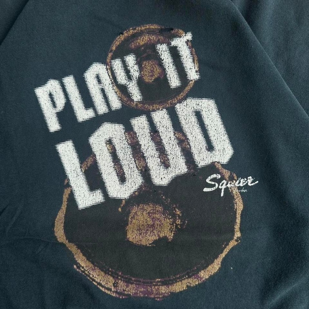 Vintage Black and white Squier Play It Loud vintage rock tee
